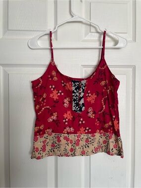Frenchi 100% Cotton Women’s size Medium Floral Red Sleeveless Camisole Top
